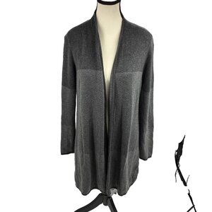Charter Club Womens Open Front Cardigan Herringbone Knit Gray Medium